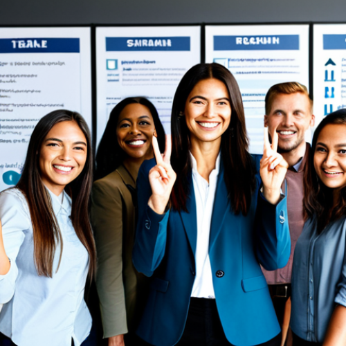 Home 22 **
"A diverse group of people participating in a team-building exercise in a modern office. They are fully clothed in business casual attire, smiling and engaged. The background includes motivational posters and plants. Bright, professional lighting, safe for work, appropriate content, family-friendly, perfect anatomy, correct proportions, natural pose, well-formed hands, proper finger count, natural body proportions."
**