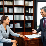 **

"A fully clothed, professional counselor in a modest office setting, engaging with a client in a friendly, supportive manner. The counselor is wearing appropriate attire, a business casual outfit. The office includes bookshelves and comfortable seating. Safe for work, appropriate content, perfect anatomy, natural proportions, professional. "

**